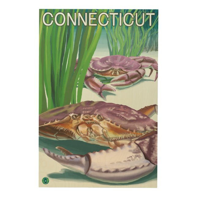 ConnecticutCrab and Fisherman Wood Wall Art (Front)