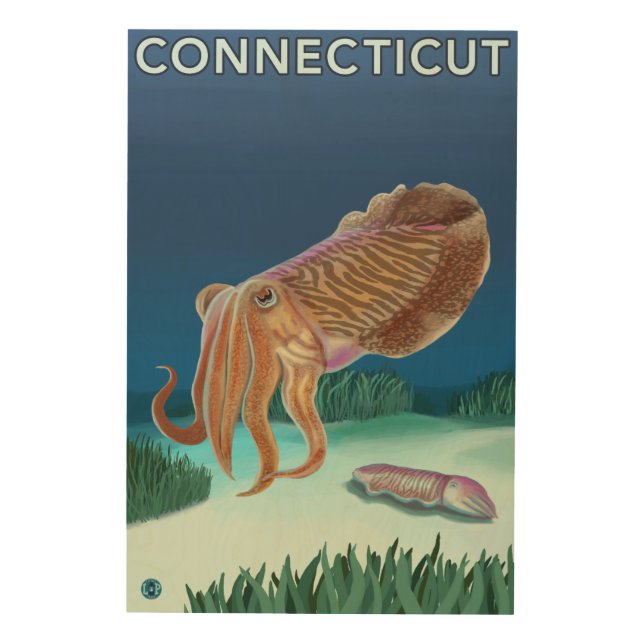 ConnecticutCuttlefish Scene Wood Wall Decor (Front)