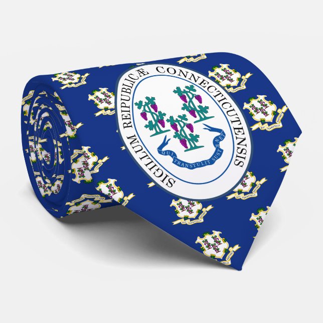 Connecticuter Flag & Seal, Connecticut Neck Tie (Rolled)