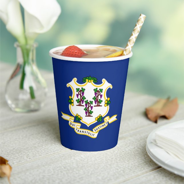 Connecticuter Flag & Seal, Connecticut Paper Cups (Insitu)