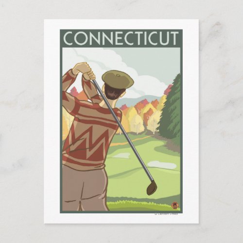 ConnecticutGolfing Scene Postcard