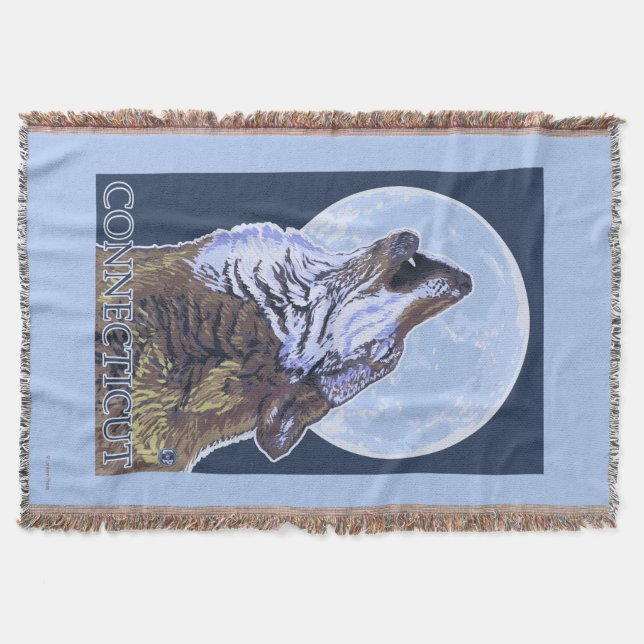 ConnecticutHowling Wolf Throw Blanket (Front)