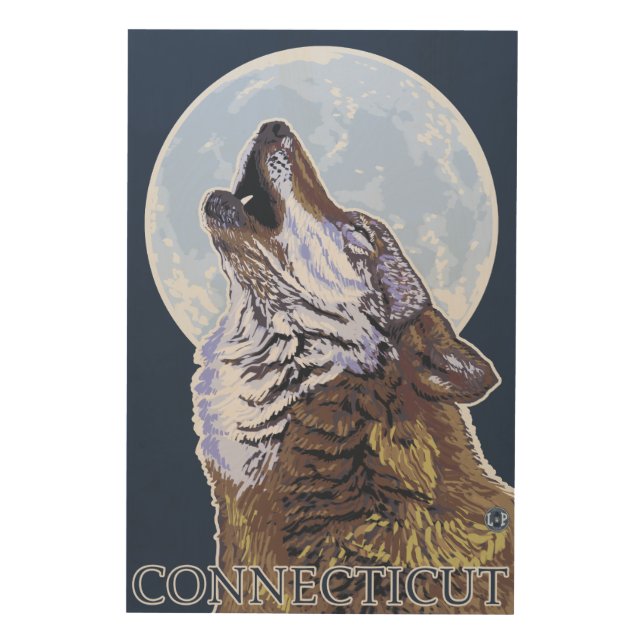 ConnecticutHowling Wolf Wood Wall Decor (Front)