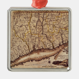 ConnecticutPanoramic MapConnecticut 2 Metal Ornament