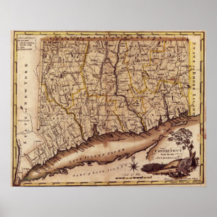 ConnecticutPanoramic MapConnecticut Poster