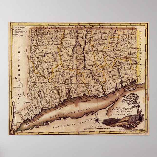 ConnecticutPanoramic MapConnecticut Poster (Front)