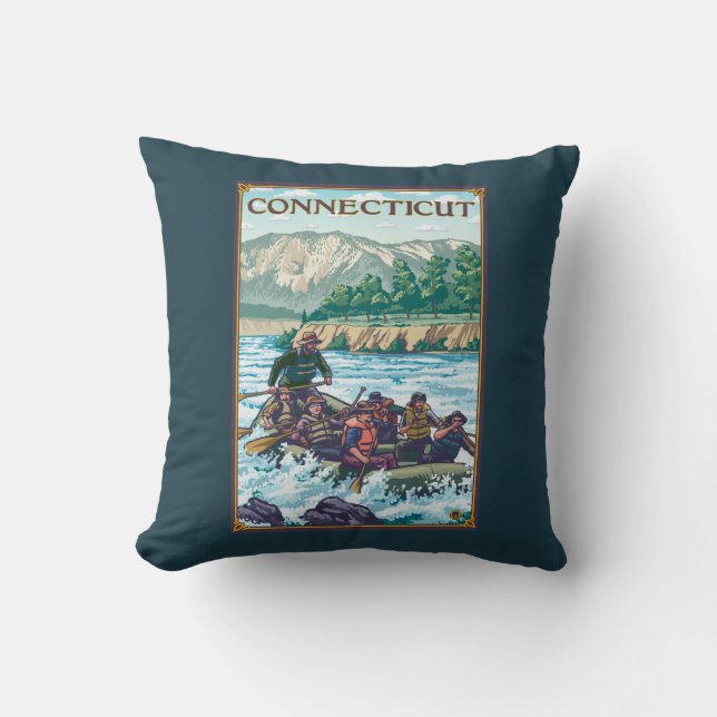 ConnecticutRiver Rafting Scene Throw Pillow (Front)
