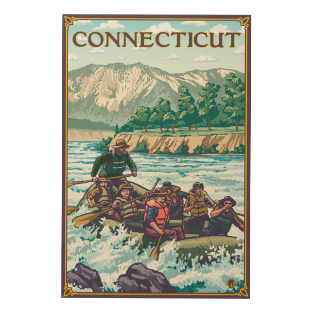 ConnecticutRiver Rafting Scene Wood Wall Art (Front)