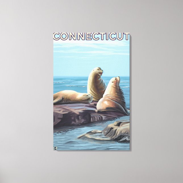 ConnecticutSea Lions Scene Canvas Print (Front)