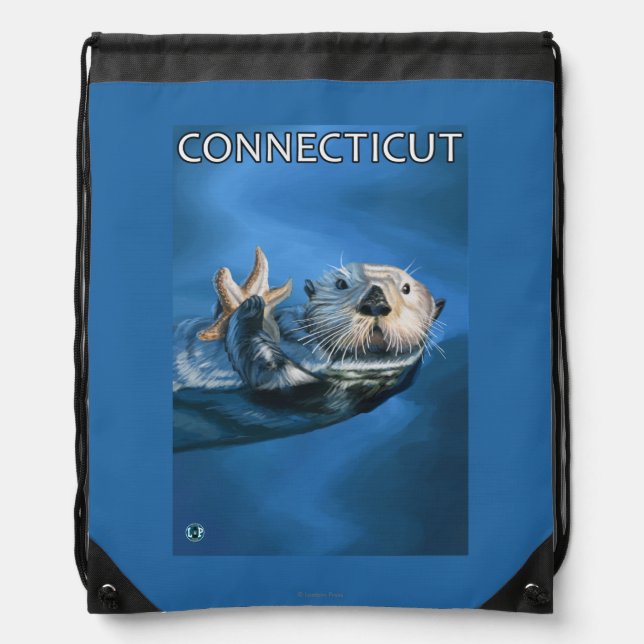 ConnecticutSea Otter Scene Drawstring Bag (Front)