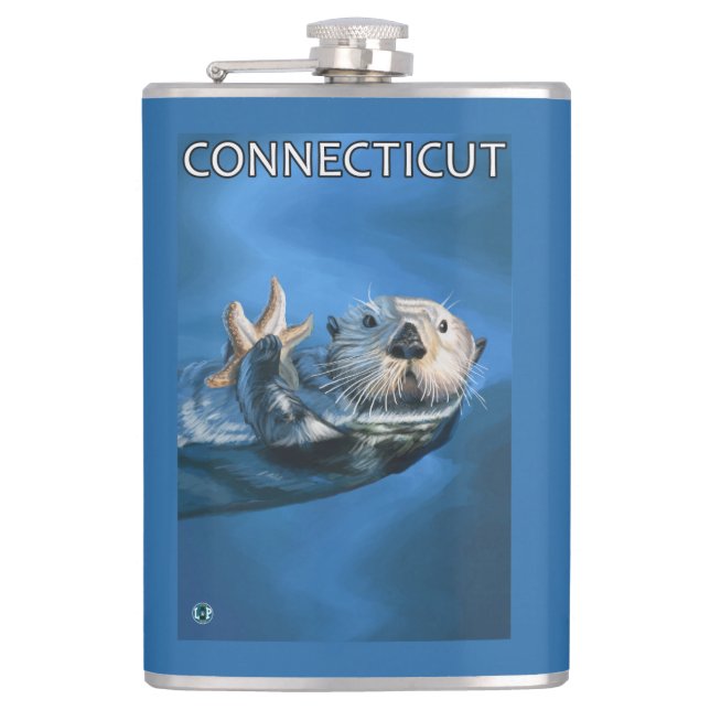 ConnecticutSea Otter Scene Flask (Front)