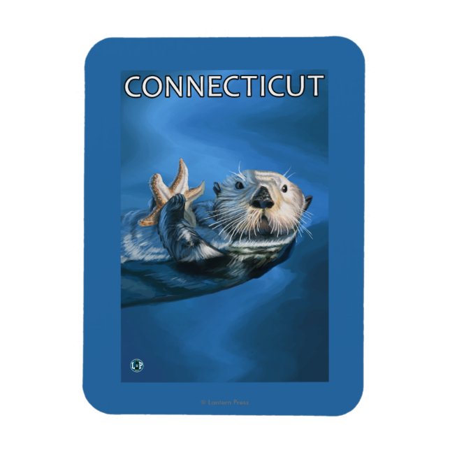 ConnecticutSea Otter Scene Magnet (Vertical)