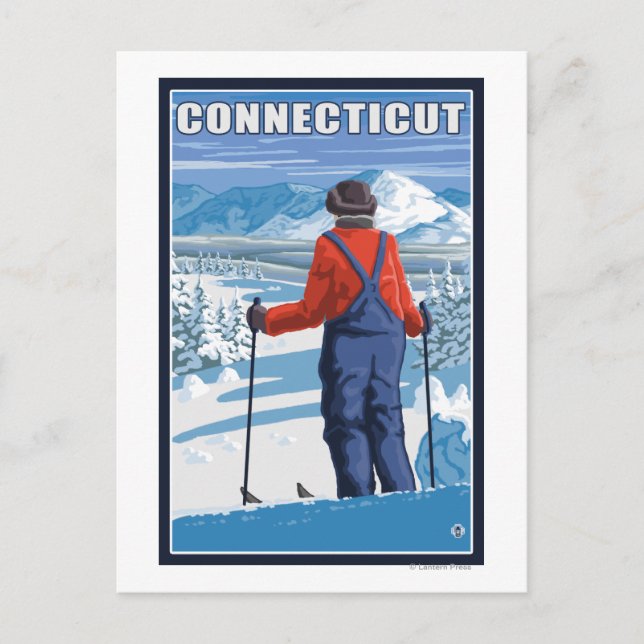 ConnecticutSkier Admiring View Postcard (Front)