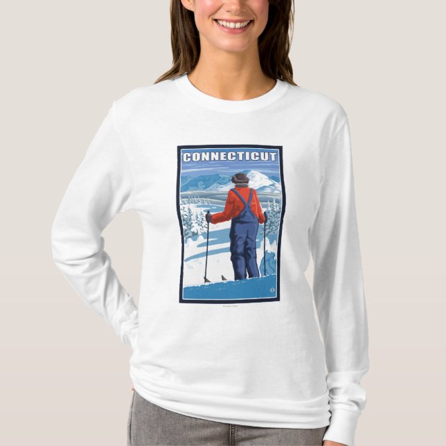 ConnecticutSkier Admiring View T-Shirt (Front)