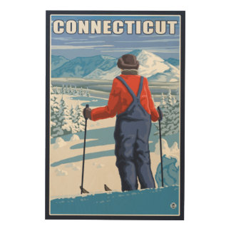 ConnecticutSkier Admiring View Wood Wall Art