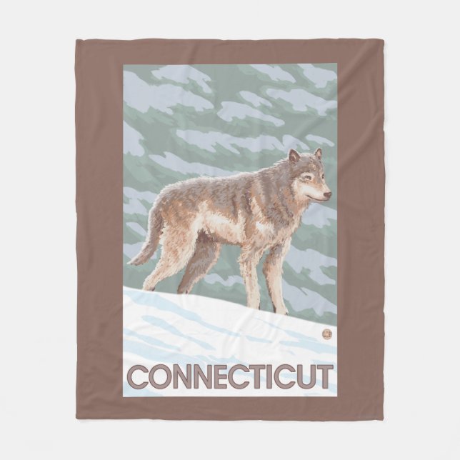 ConnecticutWolf Scene Fleece Blanket (Front)