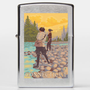 ConnecticutWomen Fly Fishing Scene Zippo Lighter