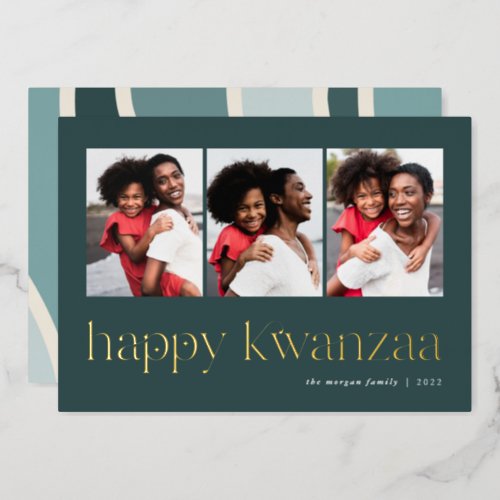 Connection  3 Photo Kwanzaa Foil Holiday Card