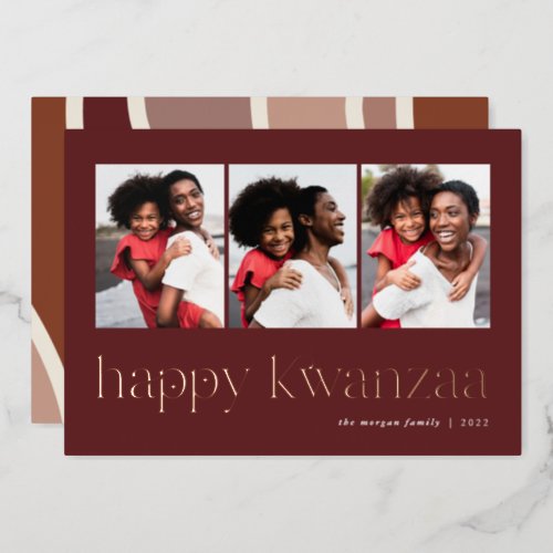 Connection  3 Photo Kwanzaa Foil Holiday Card