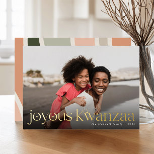Connection Full Photo Joyous Kwanzaa Foil Holiday Card