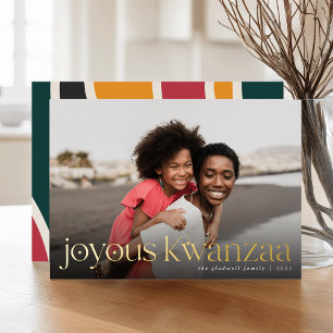Connection Full Photo Joyous Kwanzaa Foil Holiday Card