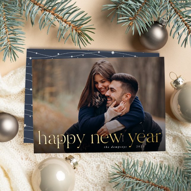 Connection | Full Photo New Year Foil Holiday Card (Creator Uploaded)