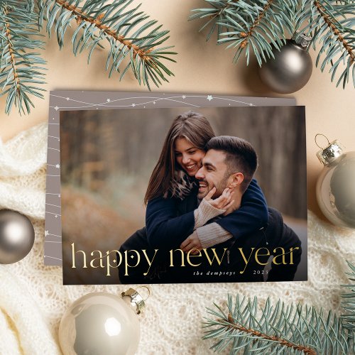 Connection  Full Photo New Year Foil Holiday Card