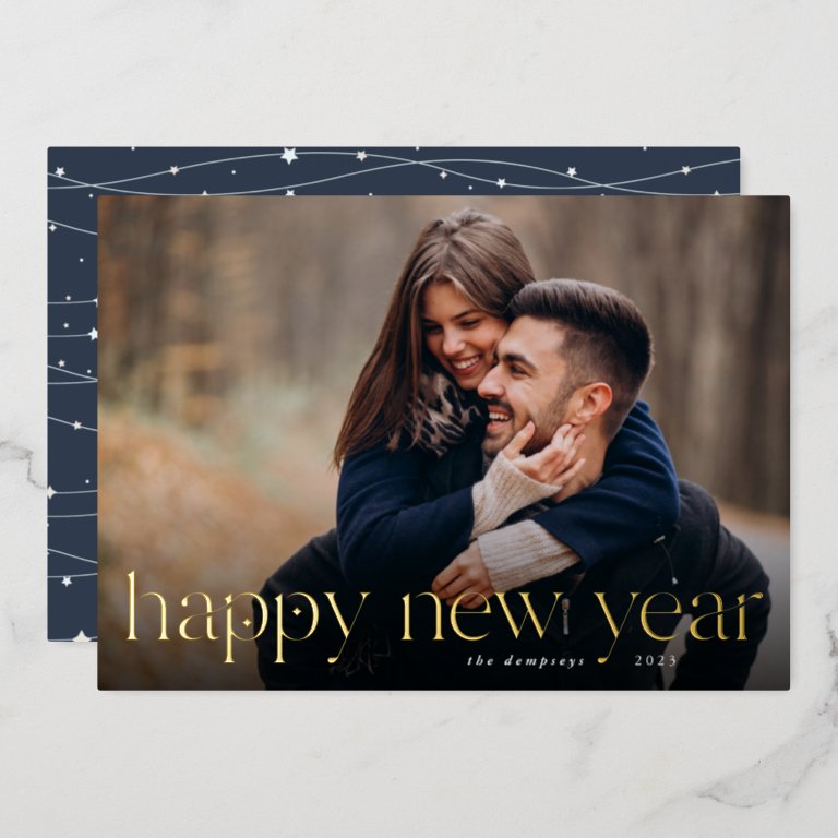 Connection | Full Photo New Year Foil Holiday                    Card