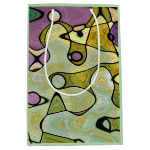 Connections in green purple abstract design medium gift bag