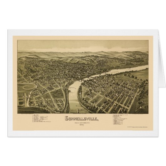 Connellsville, PA Panoramic Map - 1897 Cards (Front Horizontal)