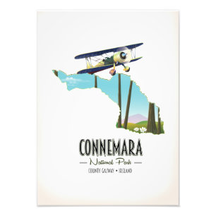 Connemara National Park County Galway Ireland map Photo Print