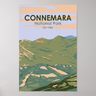 Connemara National Park Ireland Twelve Bens Travel Poster