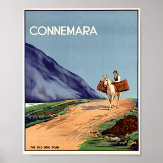 Connemara old bog road, Vintage Irish travel print