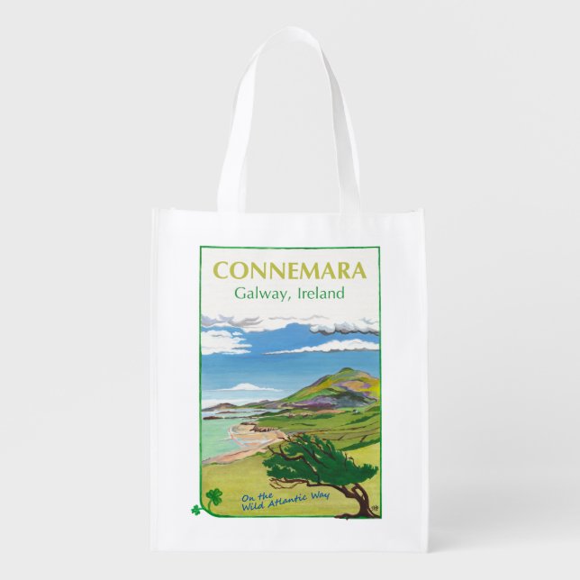 Connemara Travel Poster Design Grocery Bag (Front)