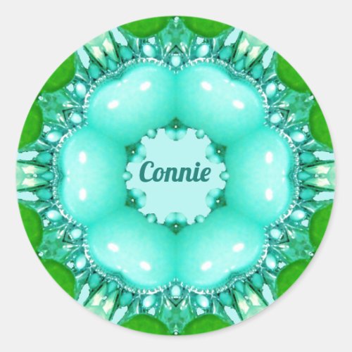CONNIE  Bright Abstract Fractal Pattern  Classic Round Sticker