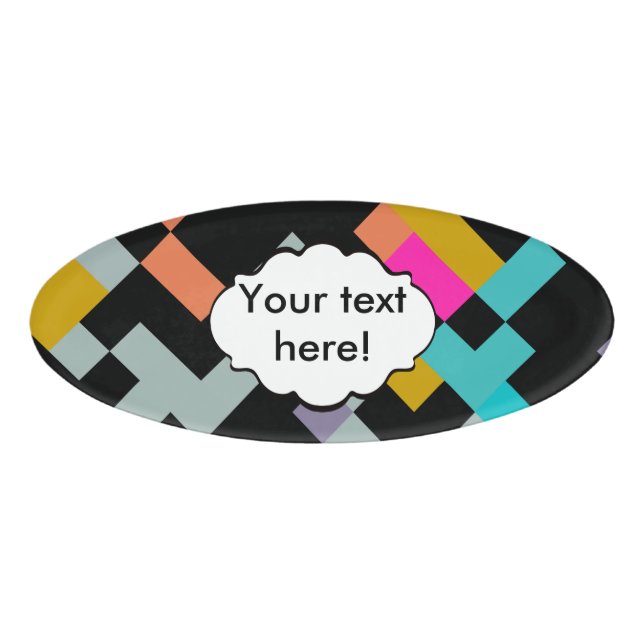 Connnected shapes abstract design name tag (Front)