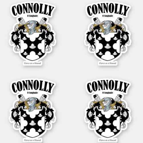 Connolly Crest Irish Translation  Meaning x4 Sticker