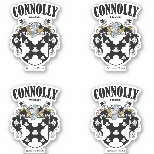 Connolly Crest Irish Translation & Meaning (x4) Sticker (Front)
