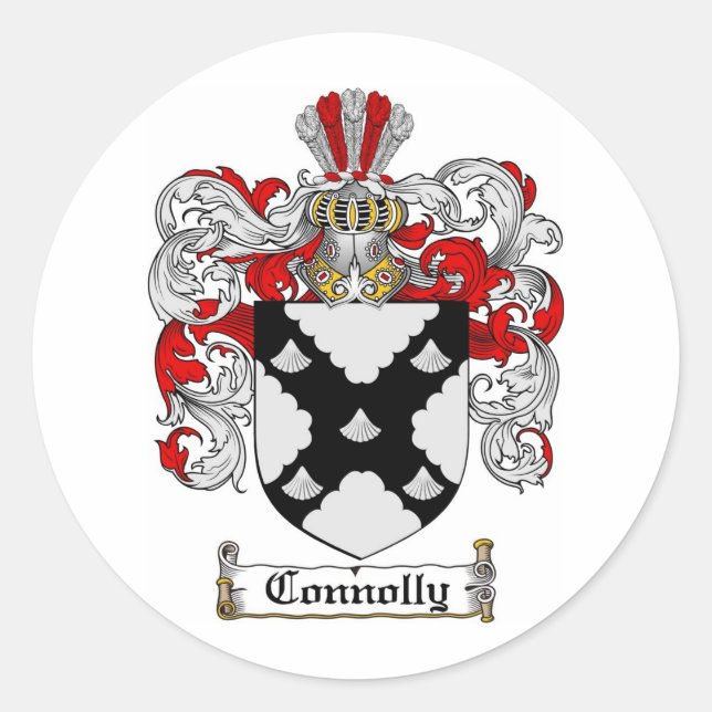 CONNOLLY FAMILY CREST -  CONNOLLY COAT OF ARMS CLASSIC ROUND STICKER (Front)