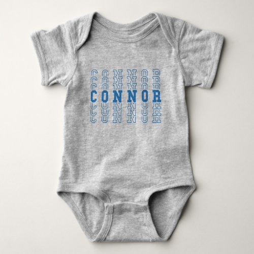 Connor Blue Custom Repeat Name Baby Bodysuit