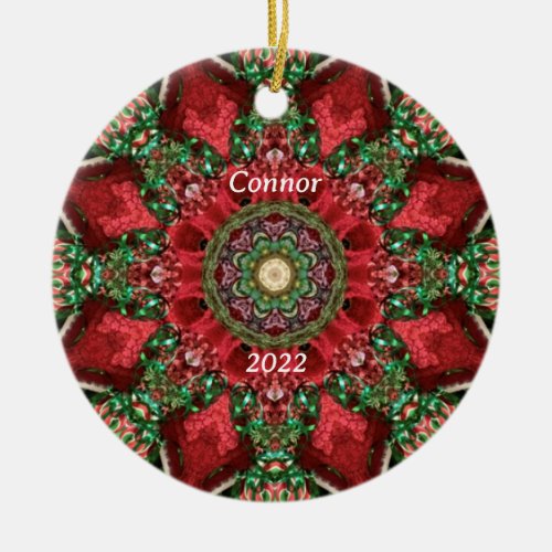 CONNOR  Red and Green Christmas  2022   Ceramic Ornament