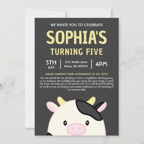 Connor The Cow Squishmallow Birthday Party Invitation