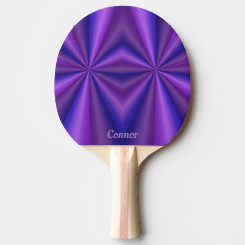 CONNOR  TWEAKED  Purple Blue 3D Fractal  Ping Pong Paddle