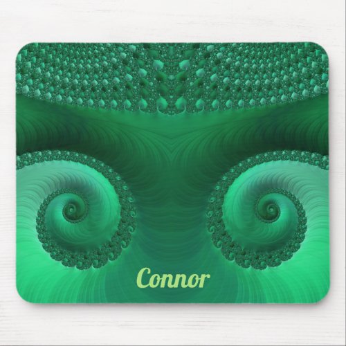 CONNOR  Zany Shades of Green Fractal Pattern Mouse Pad