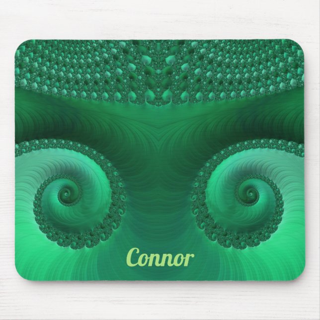 CONNOR ~ Zany Shades of Green Fractal Pattern Mouse Pad (Front)