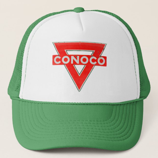 CONOCO Gasoline vintage sign rusted version Trucker Hat (Front)