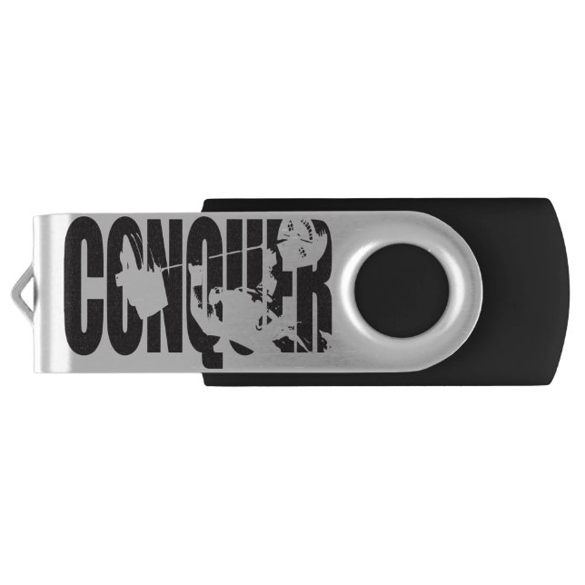 CONQUER (Bench Press) - Powerlifting Motivational USB Flash Drive (Back)