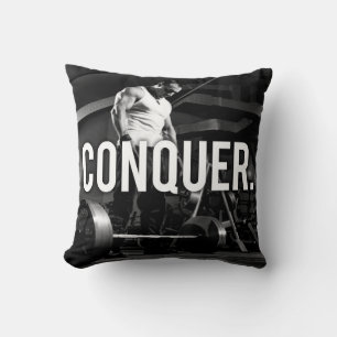 CONQUER - "Body building" Workout Motivational Throw Pillow