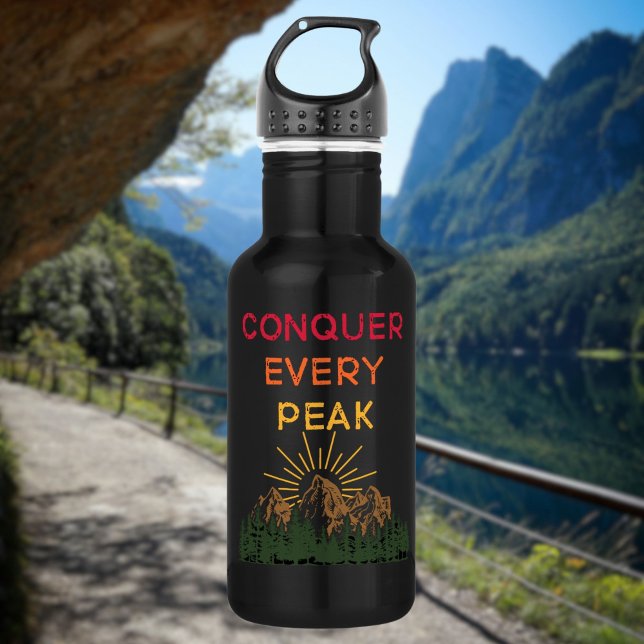 Conquer Every Peak | Hiking Mantra Adventure Stainless Steel Water Bottle (Creator Uploaded)