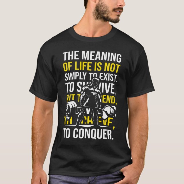 Conquer - Motivational Gym, Workout Fitness T-Shirt (Front)